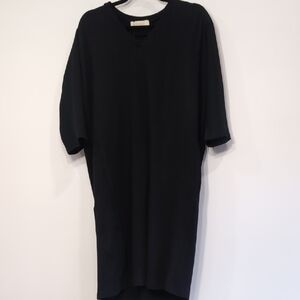 Cui Se Jia Ren | Stretchy Black Sheath Midi Dress with 3/4 Sleeves Size L